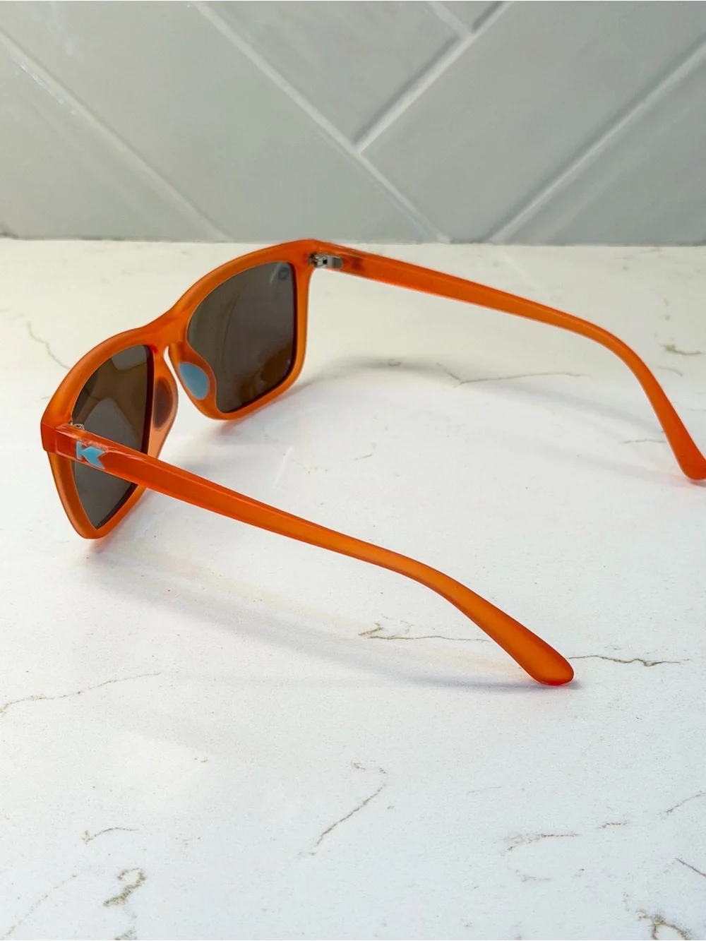 Knockaround Premium Sports Polarized Sunglasses Bright Orange with Blue Lenses